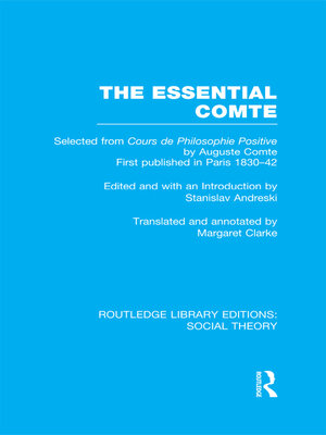 cover image of The Essential Comte (RLE Social Theory)